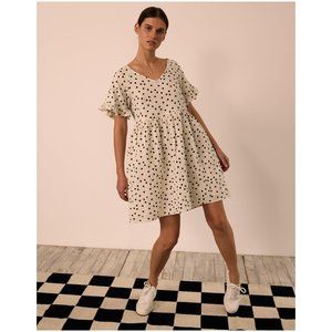 Madewell Lightspun Ruffle-Sleeve Polka Dot Babydoll Mini Dress